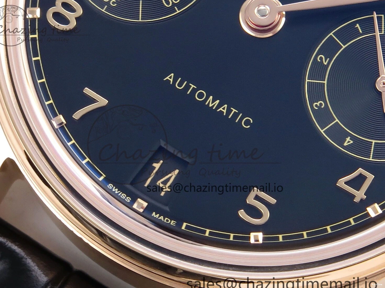 MIROTIME 0110 Portugieser Automatic 42mm RG APSF 1:1 Best Edition Black Dial on Black Leather Strap A Original 7007